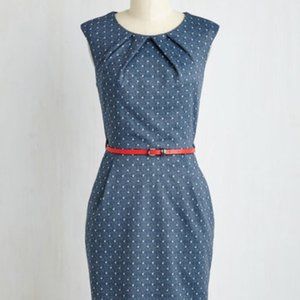 ModCloth- denim-look polka dot dress